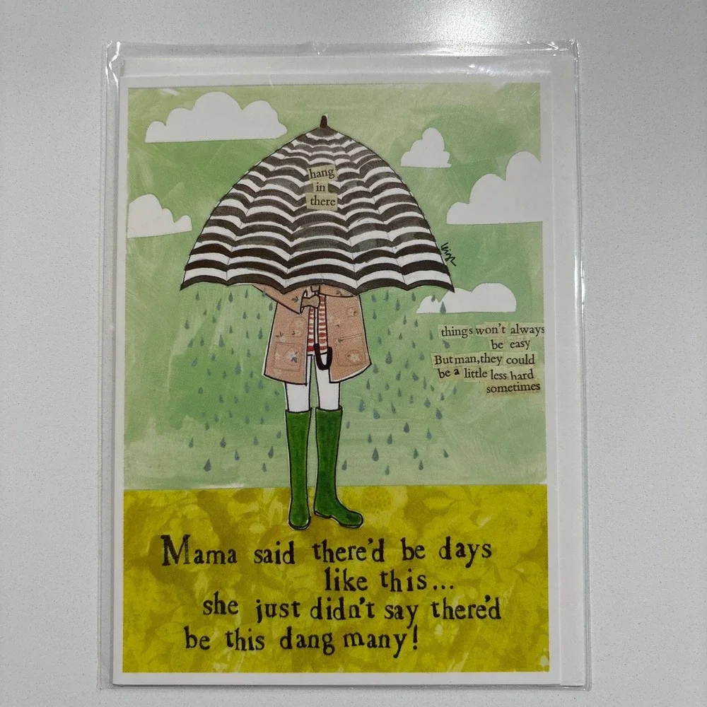 Curly Girl Design Greeting Cards Set Sentimental Umbrella Encouraging Hard Timed